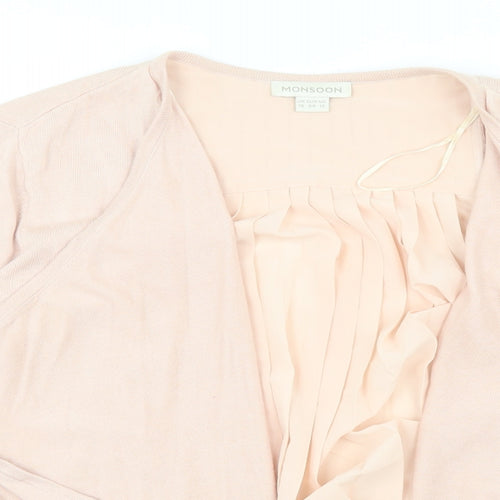 Monsoon Womens Pink V-Neck Cotton Cardigan Jumper Size 16