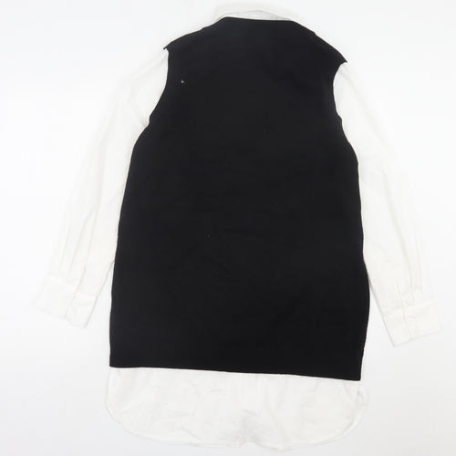 New Look Womens Black Polyester Jumper Dress Size 14 Collared Pullover