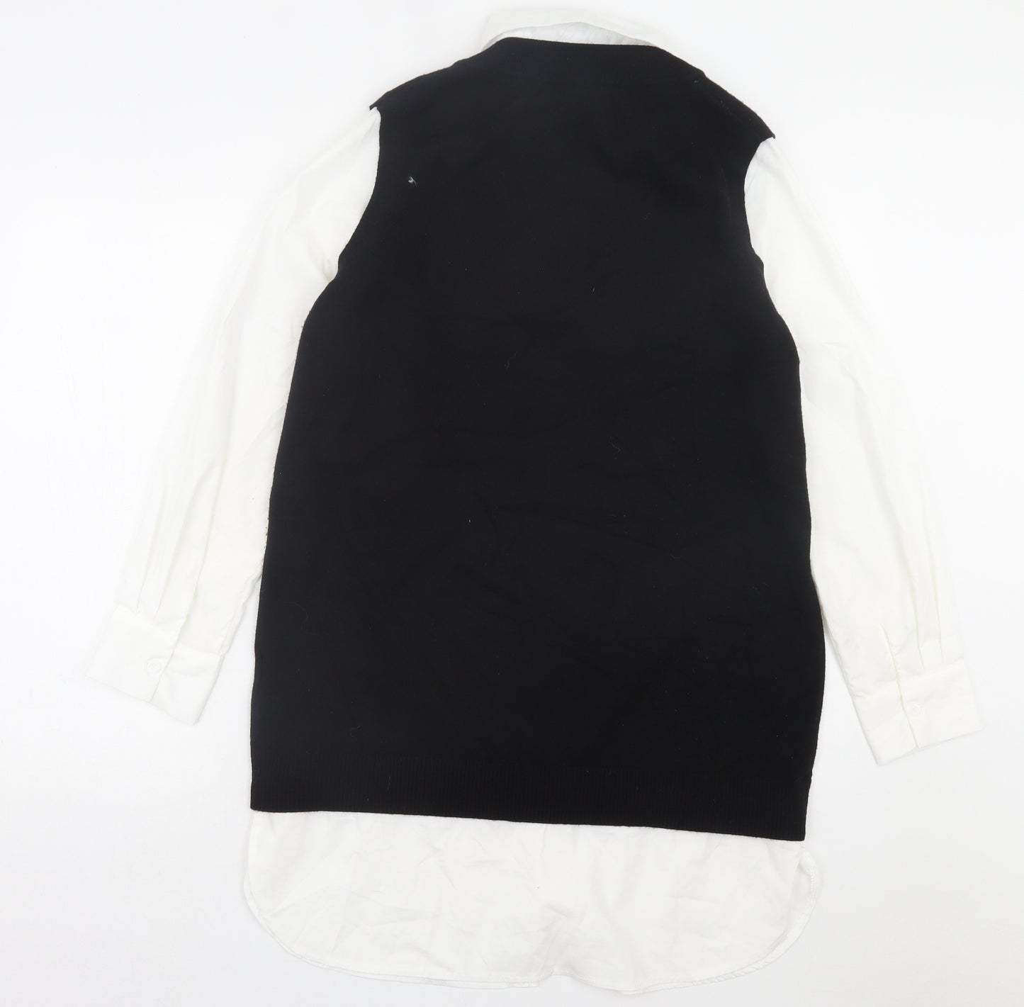 New Look Womens Black Polyester Jumper Dress Size 14 Collared Pullover