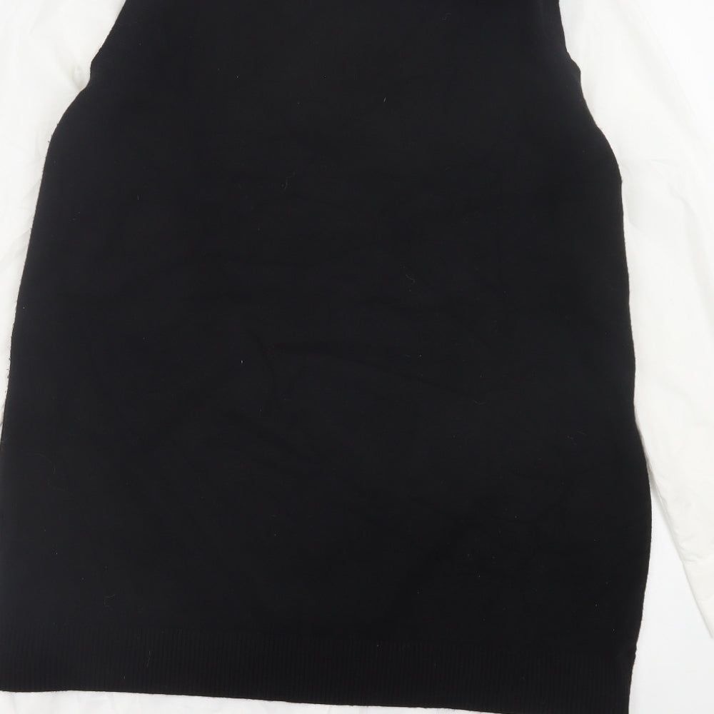New Look Womens Black Polyester Jumper Dress Size 14 Collared Pullover