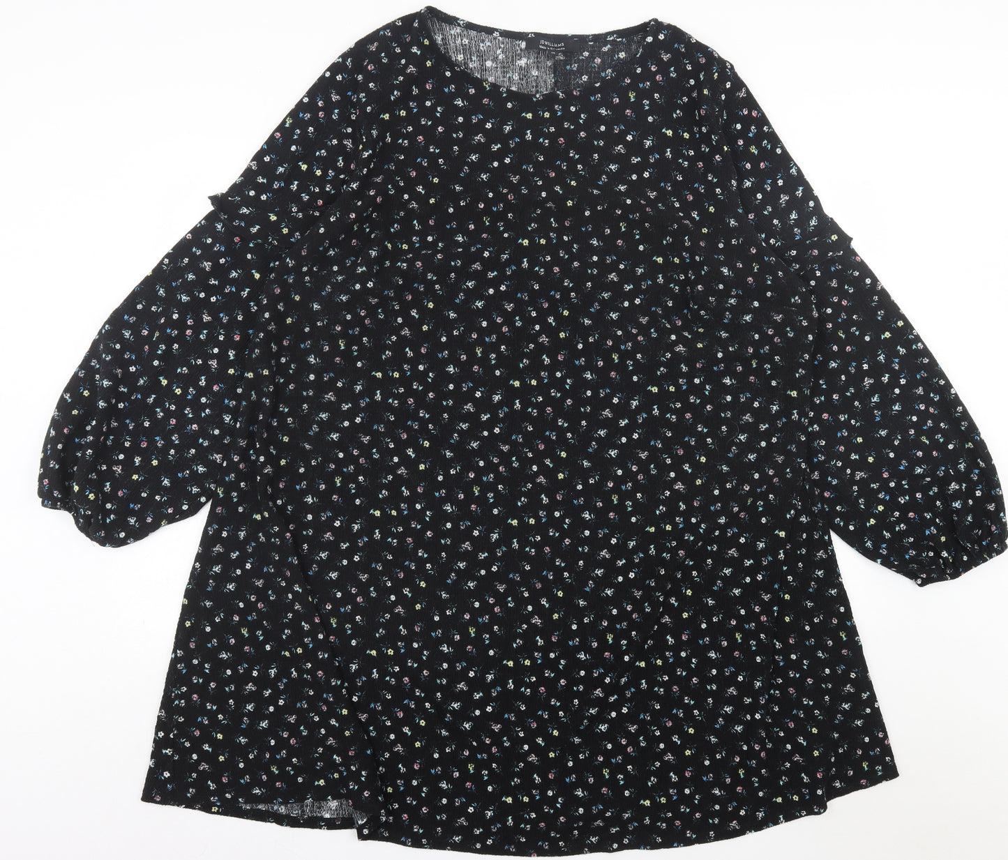 JD Wiliams Womens Black Floral Polyester A-Line Size 26 Crew Neck Pullover