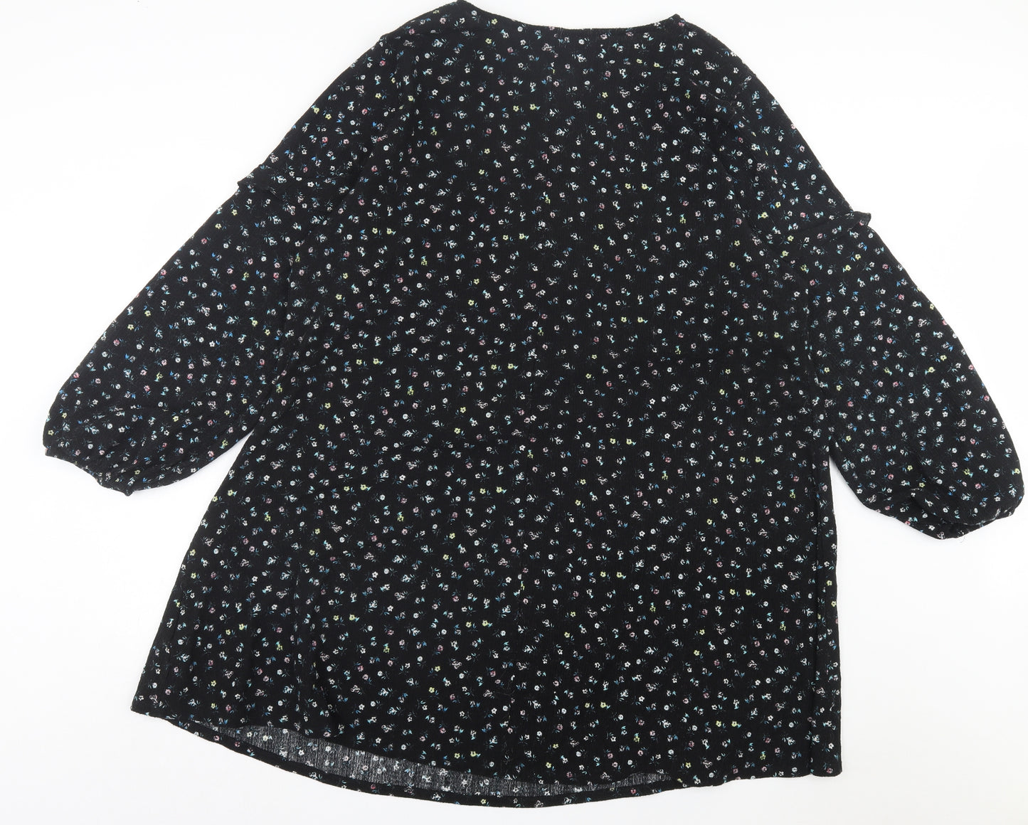 JD Wiliams Womens Black Floral Polyester A-Line Size 26 Crew Neck Pullover