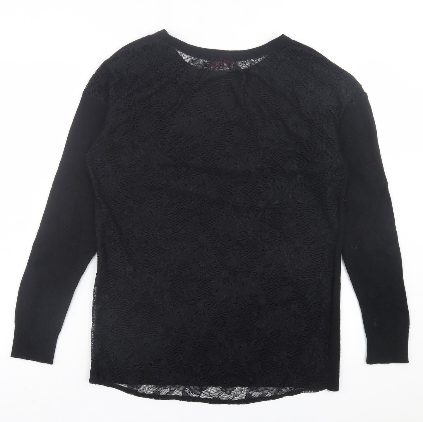 Gharani Strok Womens Black Crew Neck Polyester Pullover Jumper Size 14