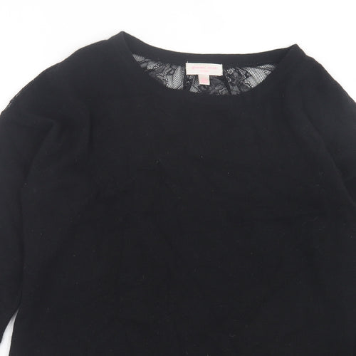 Gharani Strok Womens Black Crew Neck Polyester Pullover Jumper Size 14