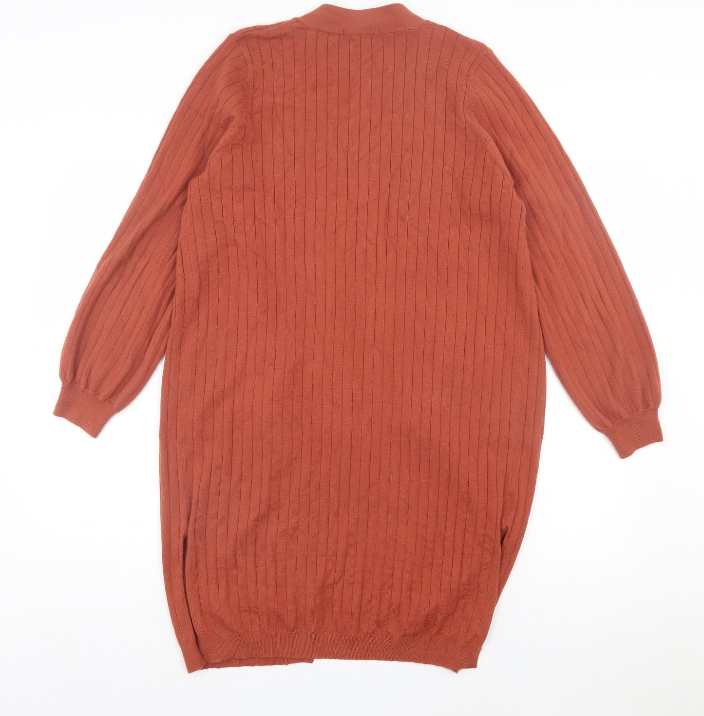 TU Womens Brown V-Neck Acrylic Cardigan Jumper Size 14