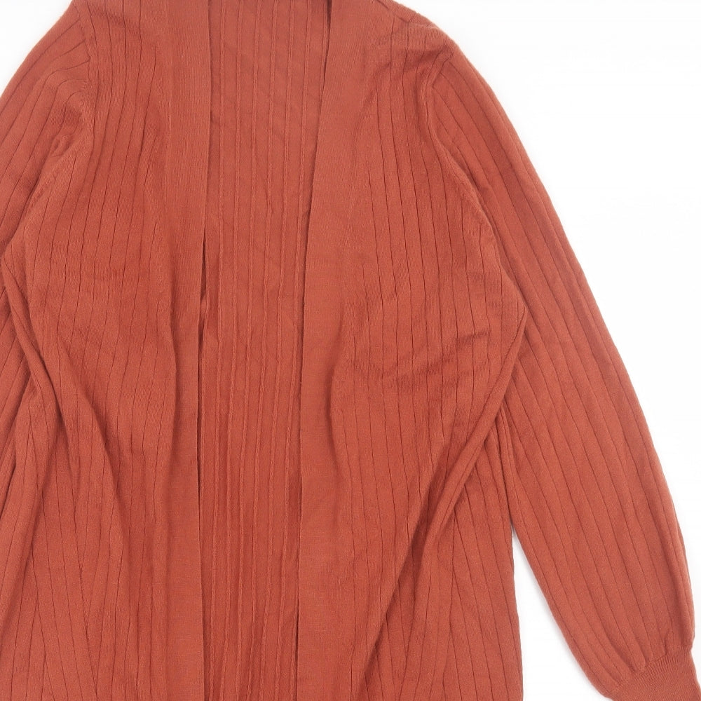 TU Womens Brown V-Neck Acrylic Cardigan Jumper Size 14