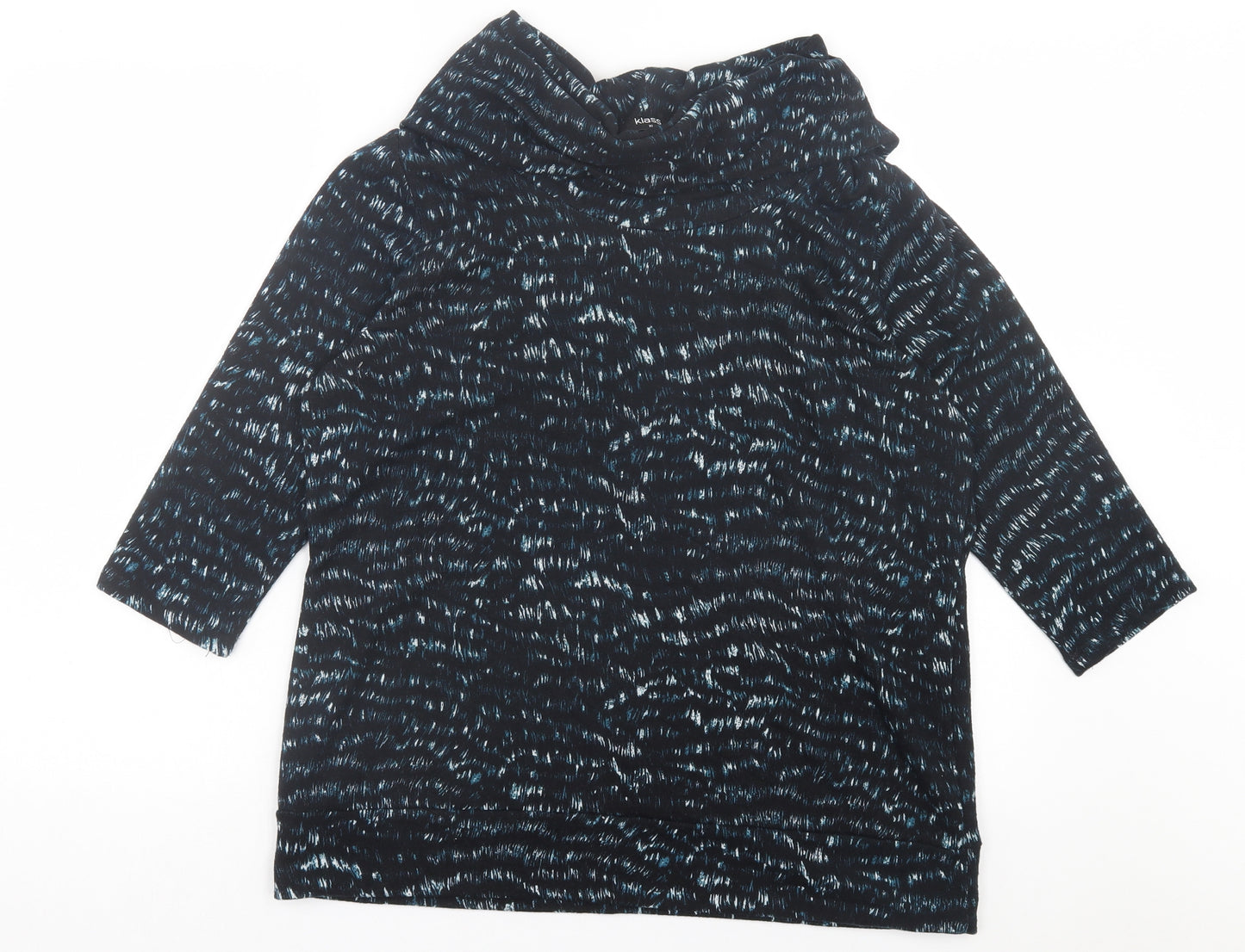 Klass Womens Blue Roll Neck Geometric Polyester Pullover Jumper Size L