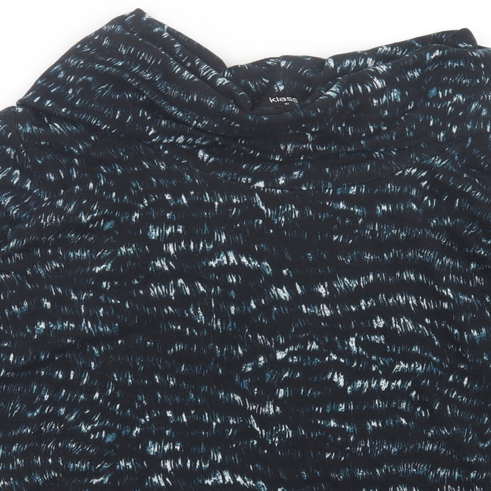 Klass Womens Blue Roll Neck Geometric Polyester Pullover Jumper Size L