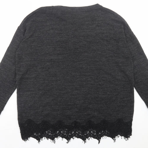 F&F Womens Grey Crew Neck Polyester Pullover Jumper Size 14