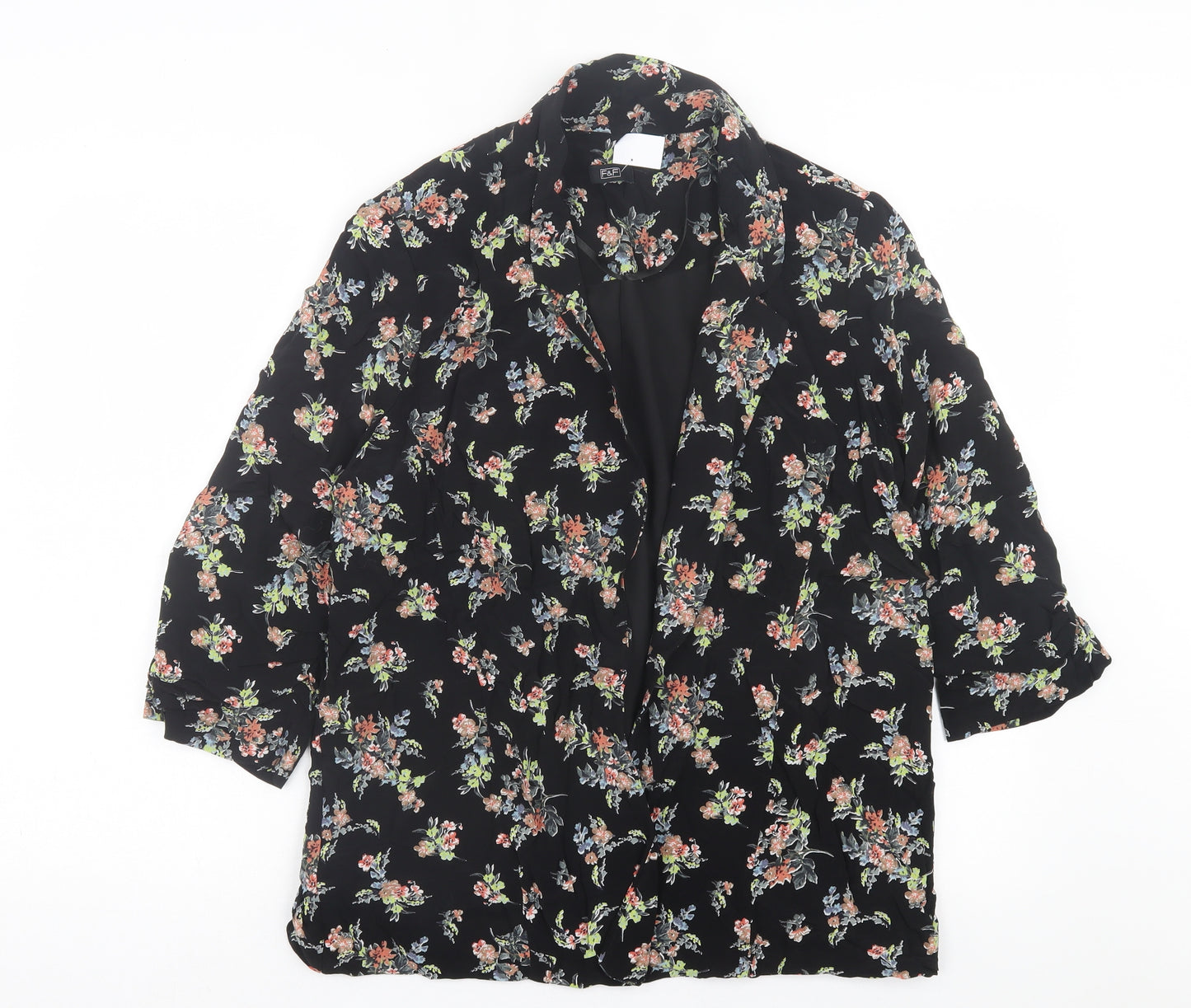 F&F Womens Black Floral Jacket Size 16