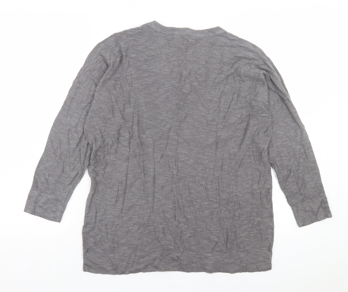 Cashel Womens Grey V-Neck Cotton Pullover Jumper Size L