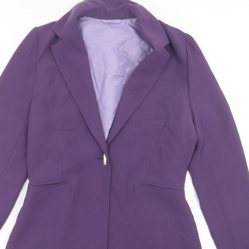 Preworn Womens Purple Jacket Blazer Size 12 Button