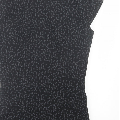 franks Womens Black Geometric Cotton Basic Button-Up Size 12 V-Neck