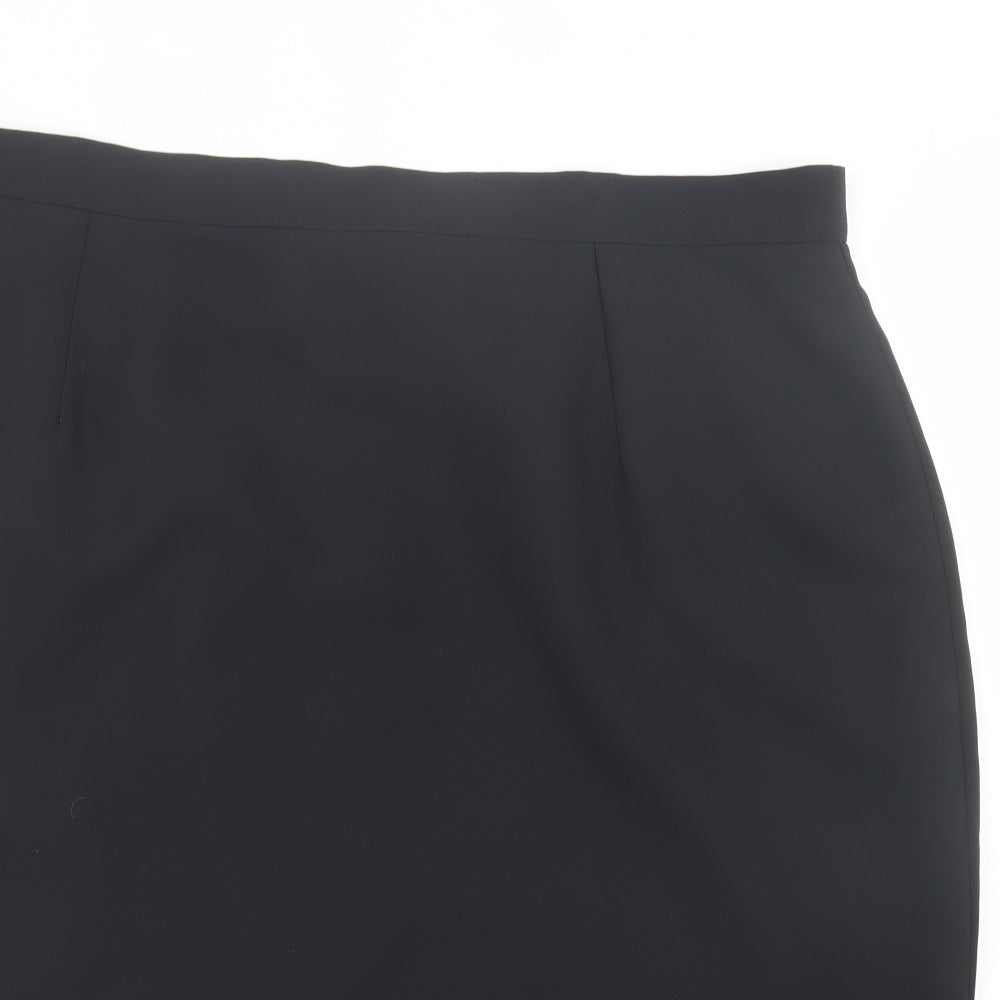 essence Womens Black Polyester A-Line Skirt Size 24 Button