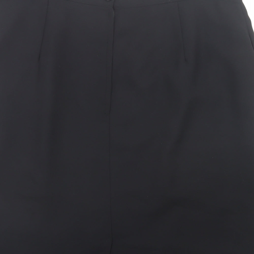 essence Womens Black Polyester A-Line Skirt Size 24 Button