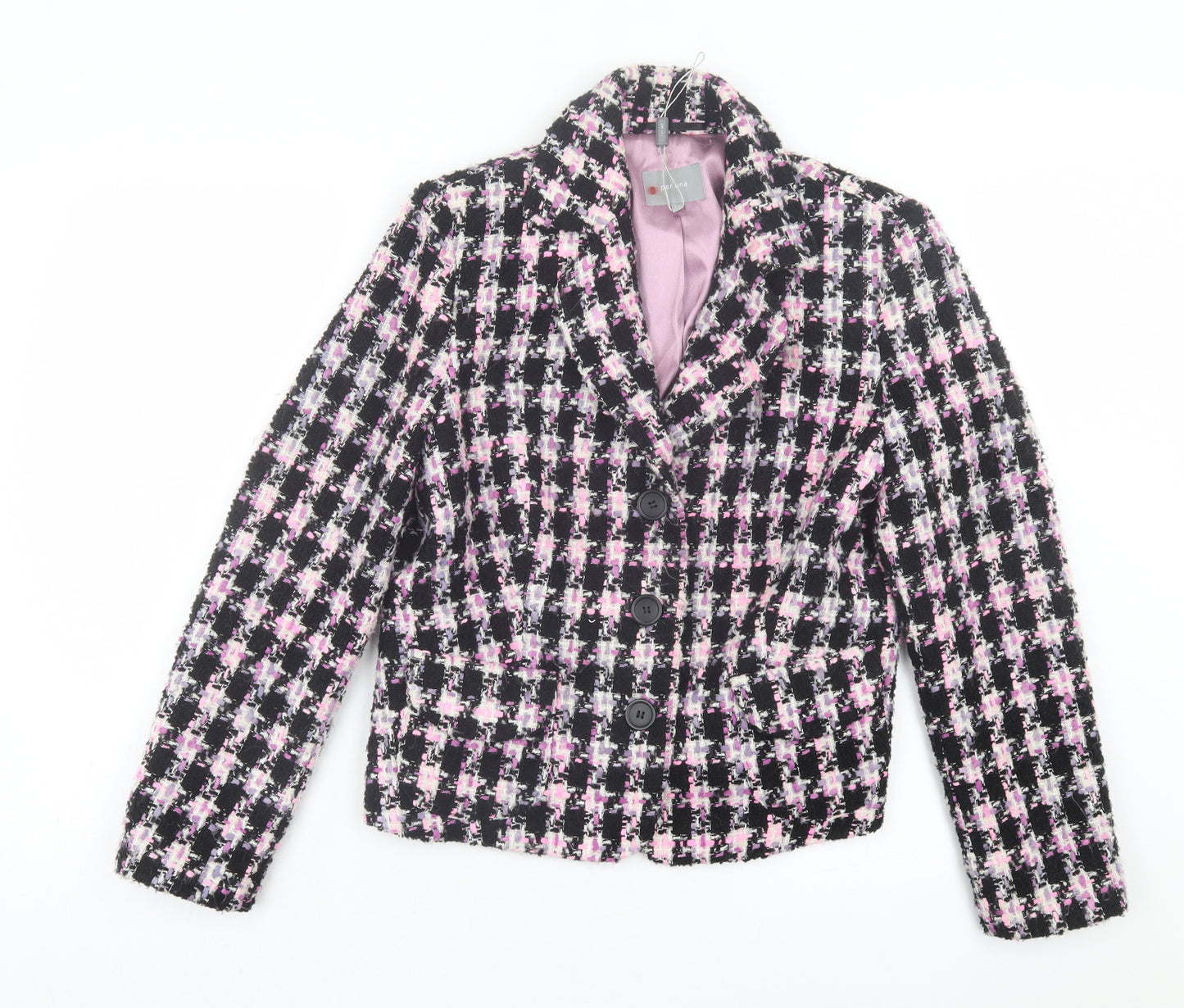 Per Una Womens Pink Plaid Jacket Size 16 Button