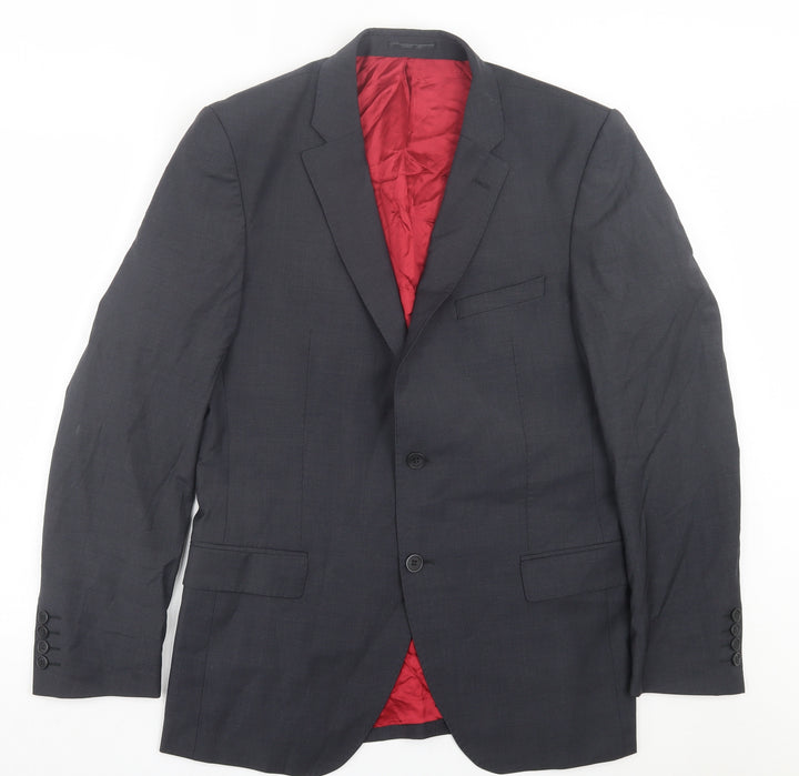 Santinelli Mens Grey Polyester Jacket Suit Jacket Size 34