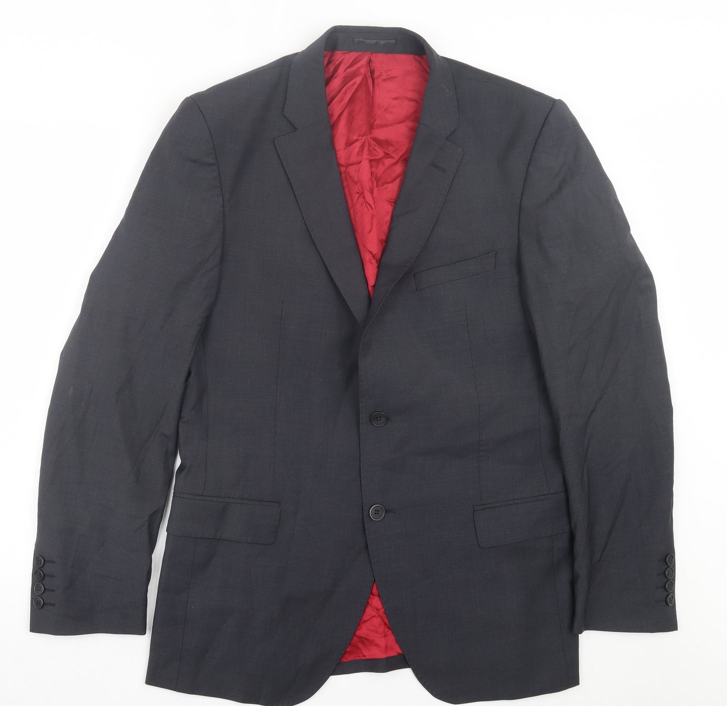Santinelli Mens Grey Polyester Jacket Suit Jacket Size 34