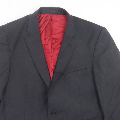 Santinelli Mens Grey Polyester Jacket Suit Jacket Size 34