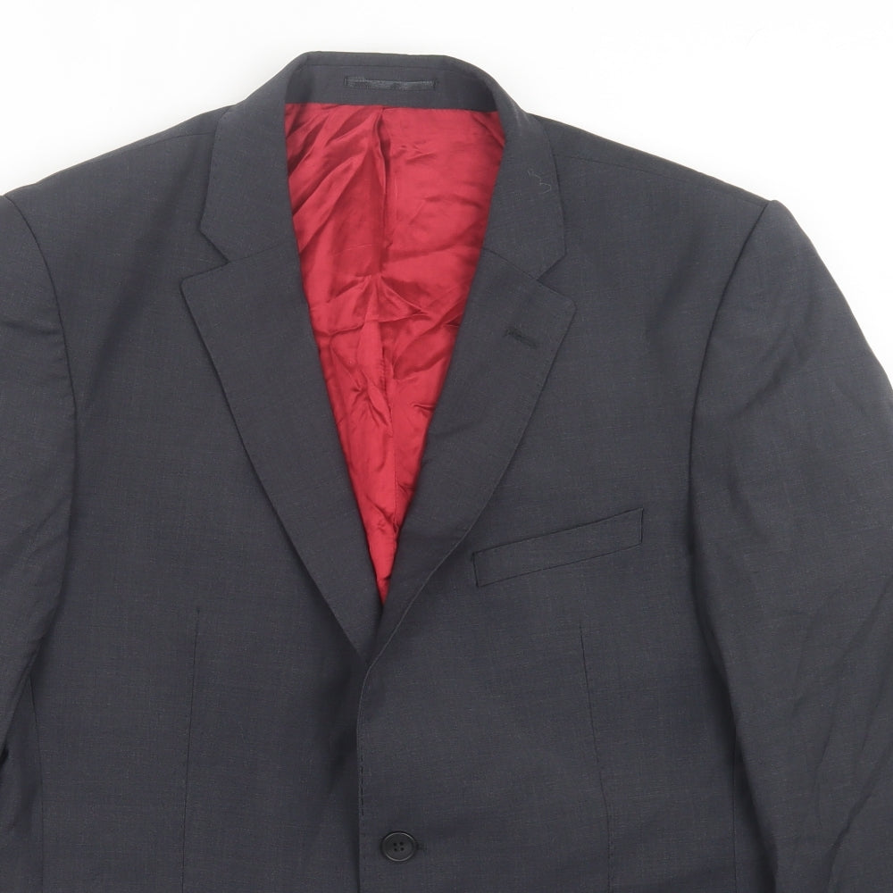 Santinelli Mens Grey Polyester Jacket Suit Jacket Size 34