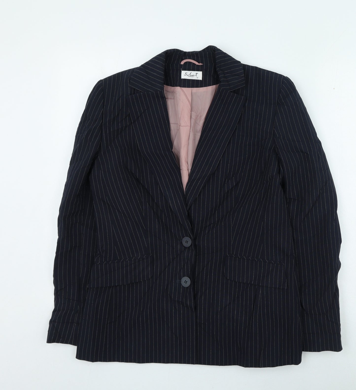 Select Womens Blue Striped Jacket Size 12