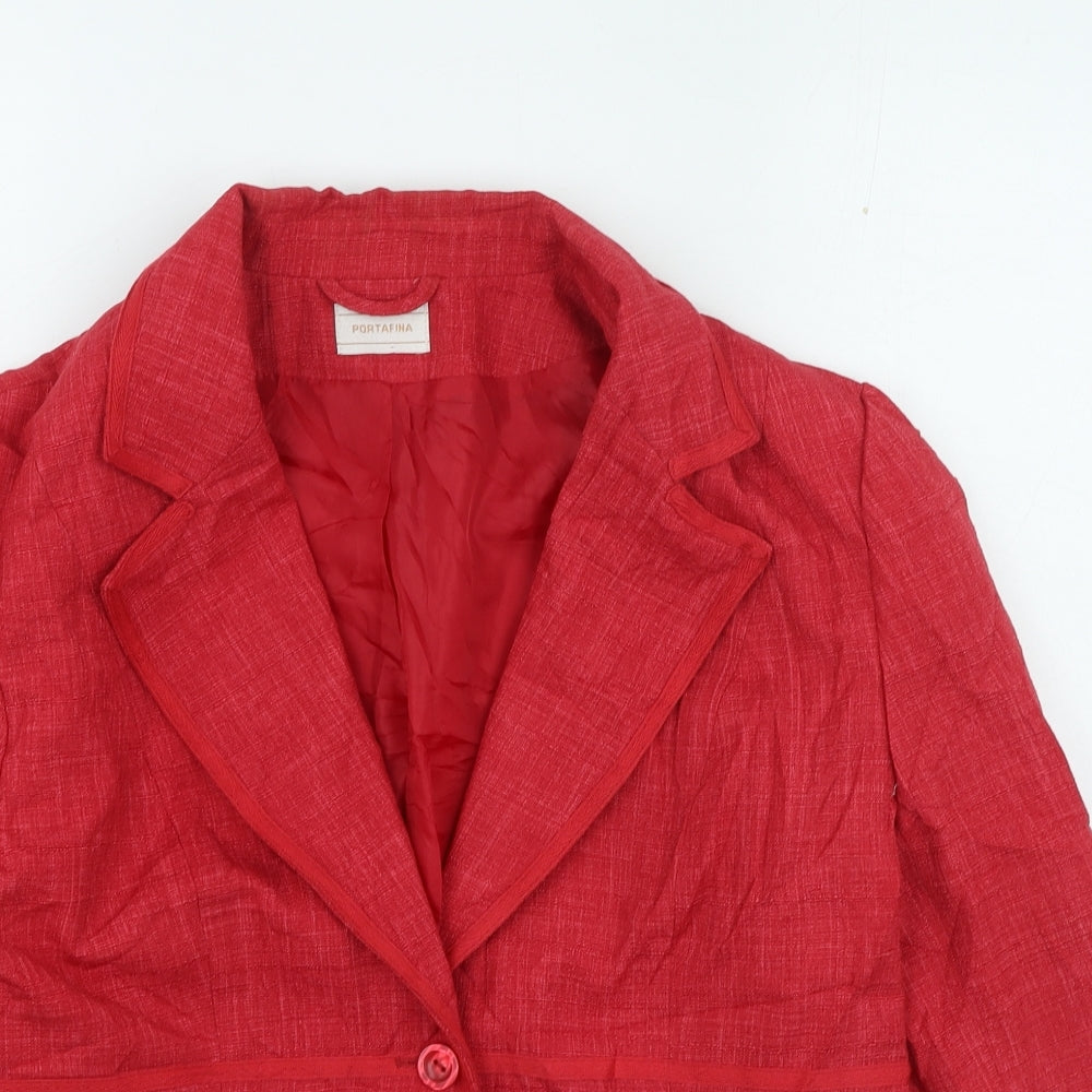 Portafina Womens Red Jacket Size 16