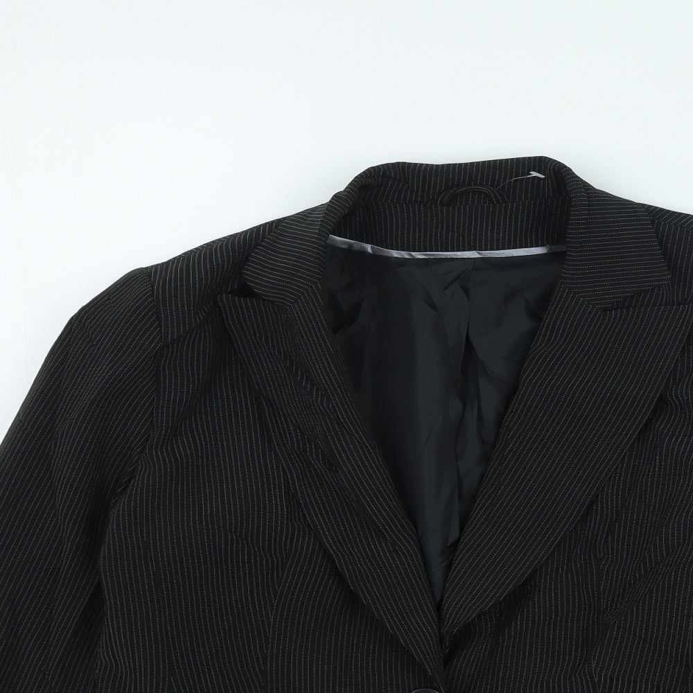 Bay Womens Black Striped Jacket Size 12