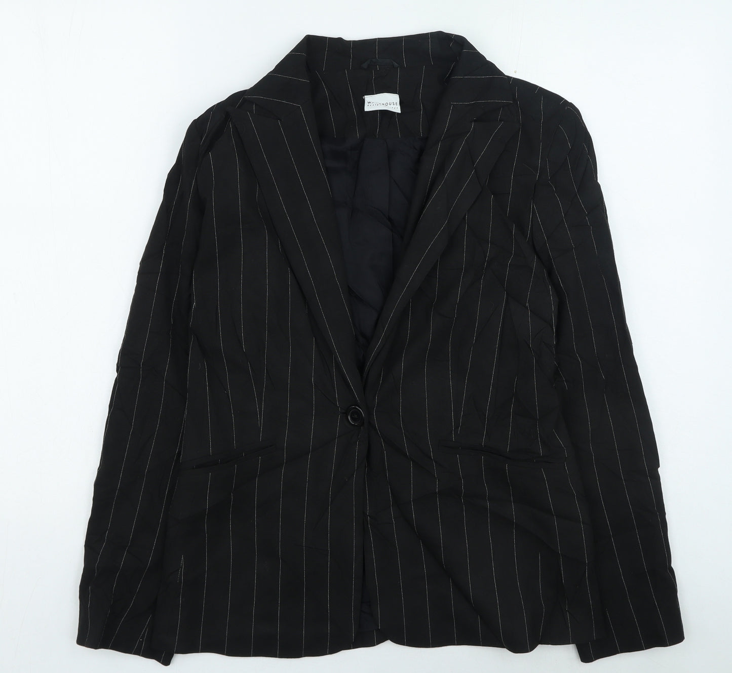 Warehouse Womens Black Striped Jacket Size 10