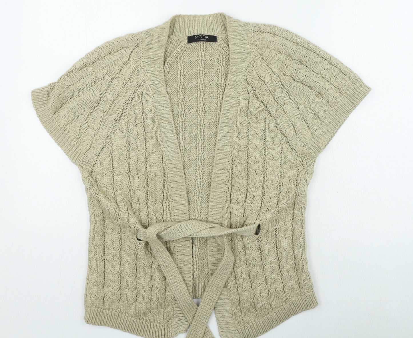 George Womens Beige V-Neck Acrylic Cardigan Jumper Size 16