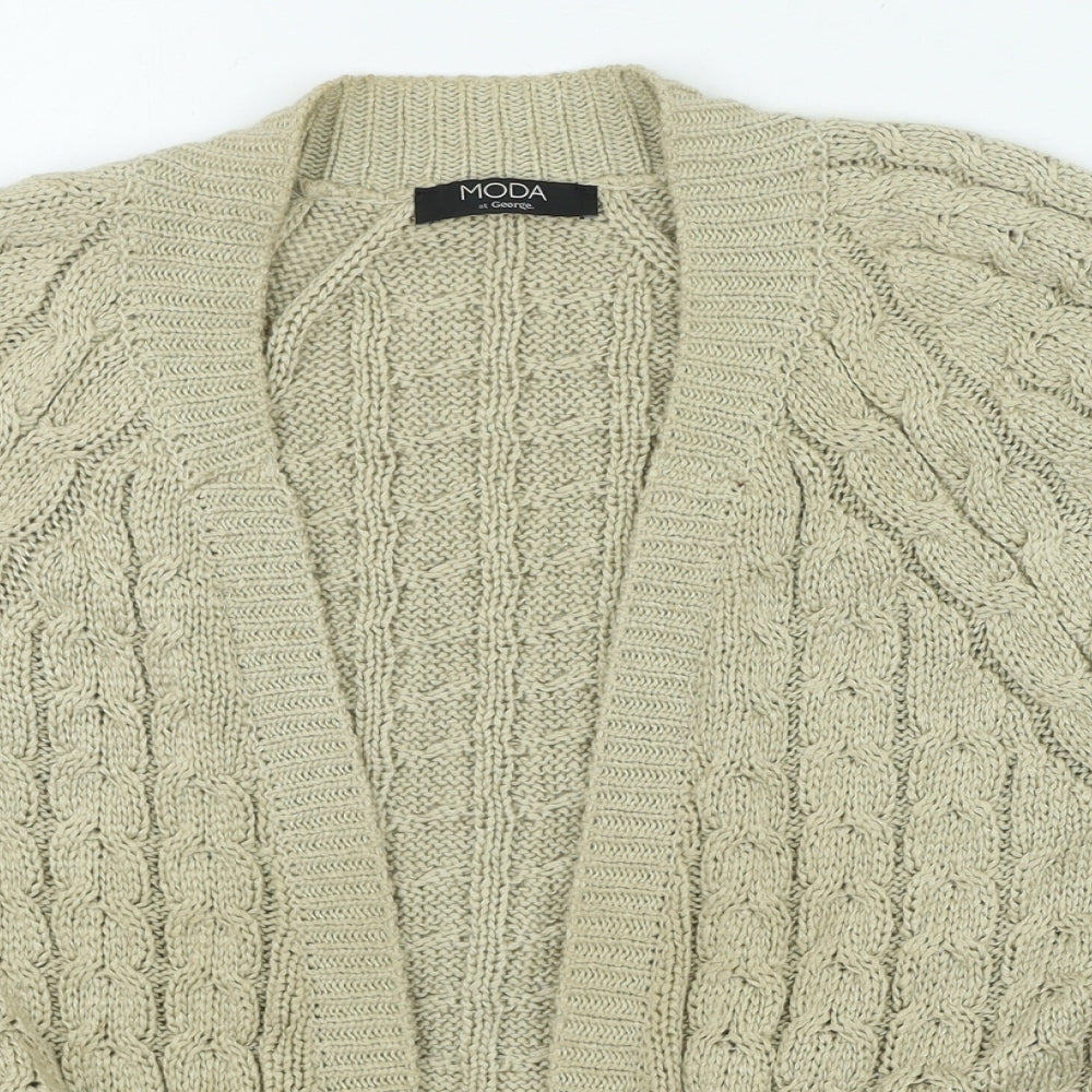 George Womens Beige V-Neck Acrylic Cardigan Jumper Size 16