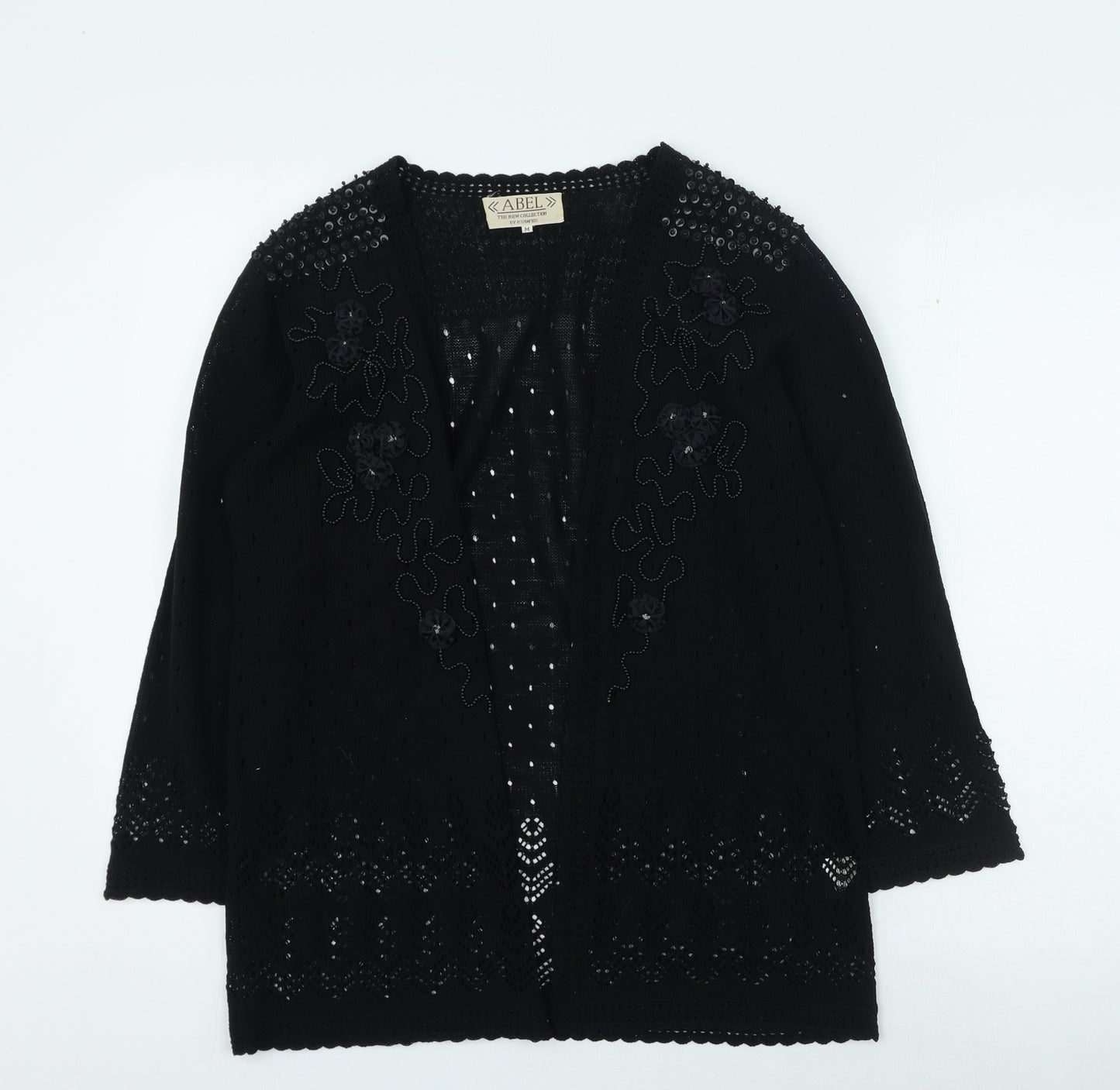 Abel Womens Black Roll Neck Acrylic Cardigan Jumper Size M