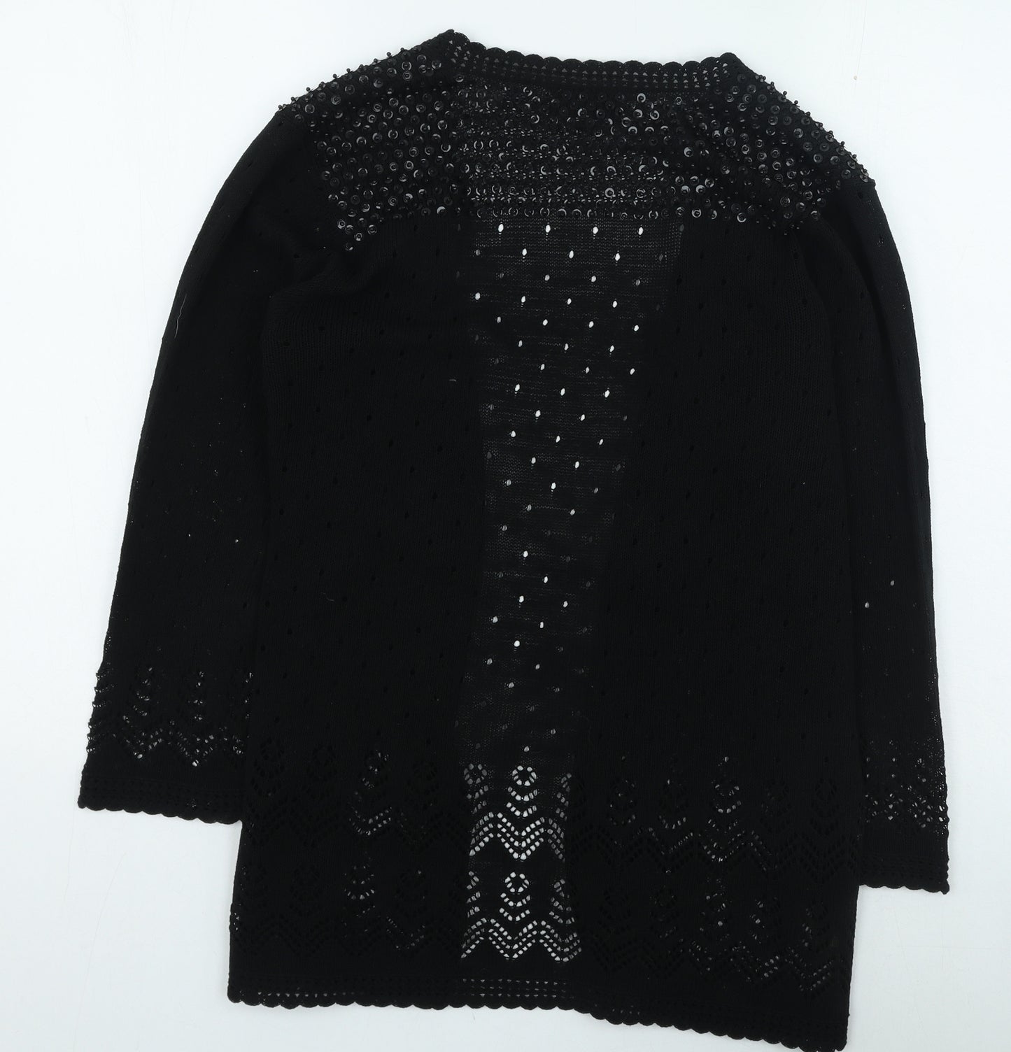 Abel Womens Black Roll Neck Acrylic Cardigan Jumper Size M
