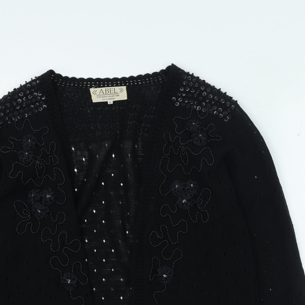 Abel Womens Black Roll Neck Acrylic Cardigan Jumper Size M