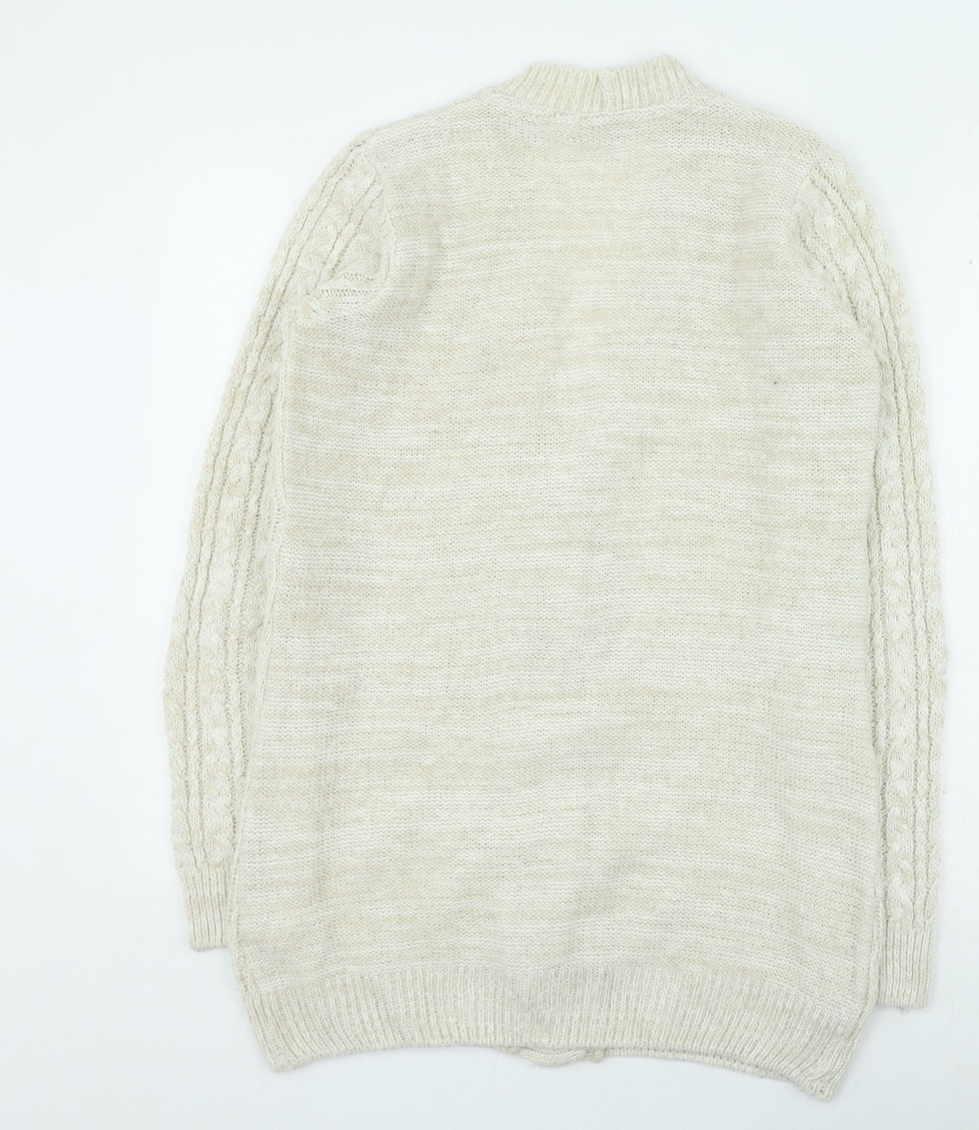 Red Herring Womens Beige V-Neck Acrylic Cardigan Jumper Size 14
