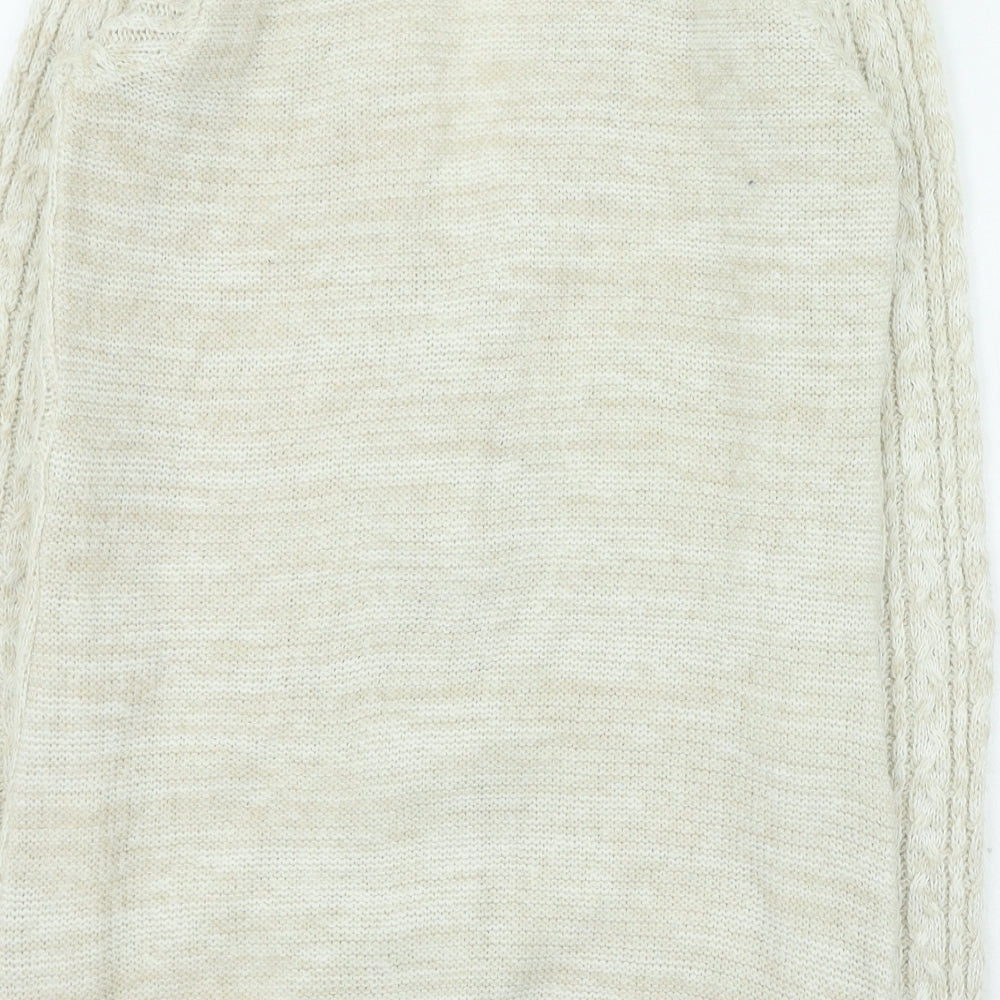 Red Herring Womens Beige V-Neck Acrylic Cardigan Jumper Size 14