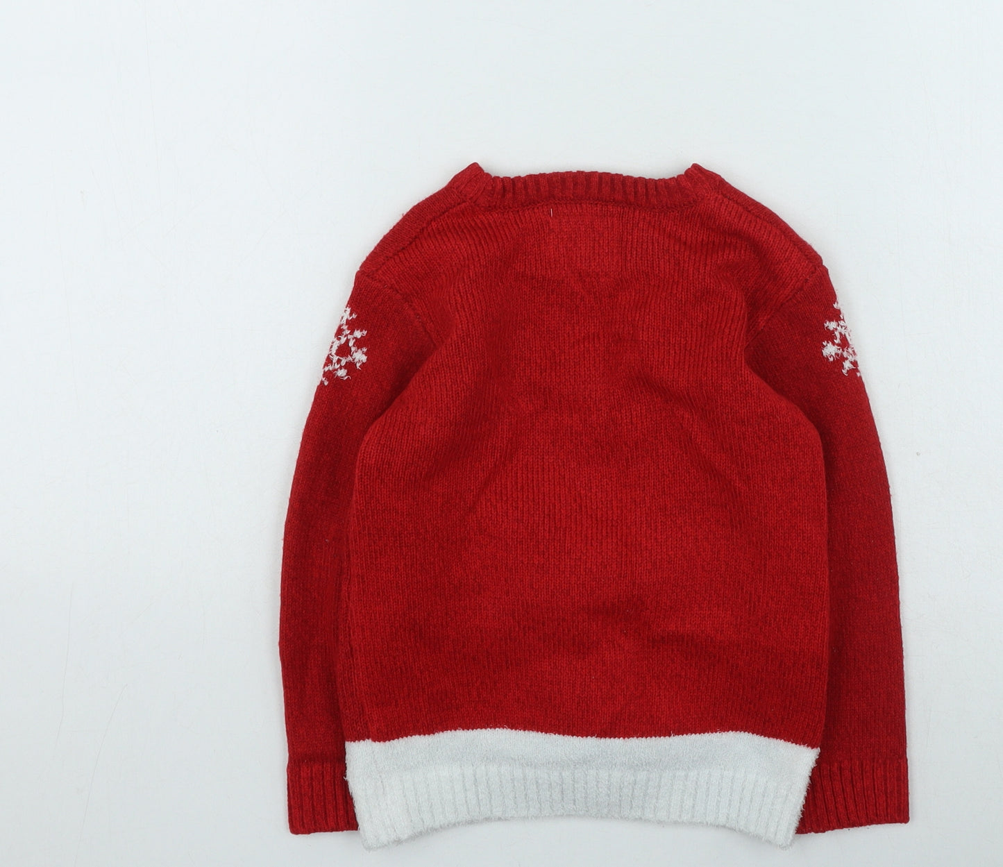 F&F Boys Multicoloured Round Neck Acrylic Pullover Jumper Size 4-5 Years - Christmas Jumper