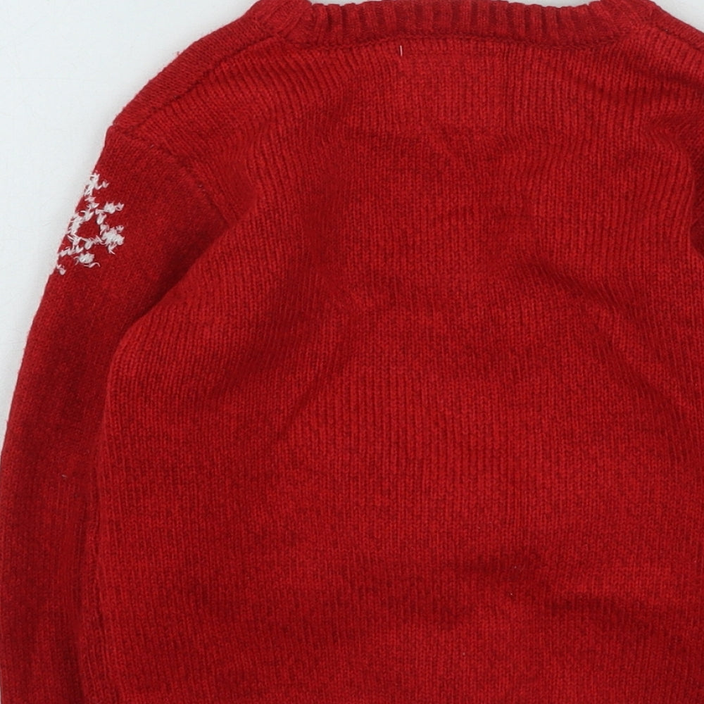 F&F Boys Multicoloured Round Neck Acrylic Pullover Jumper Size 4-5 Years - Christmas Jumper