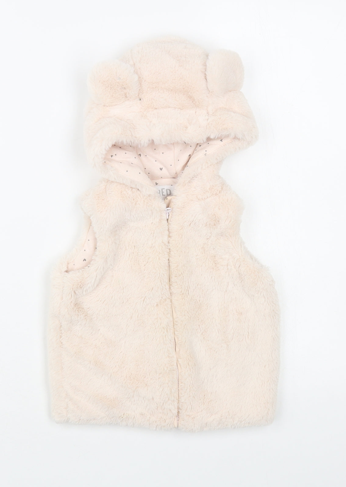 F&F Baby Pink Gilet Waistcoat Size 18-24 Months Zip - Bear Hood