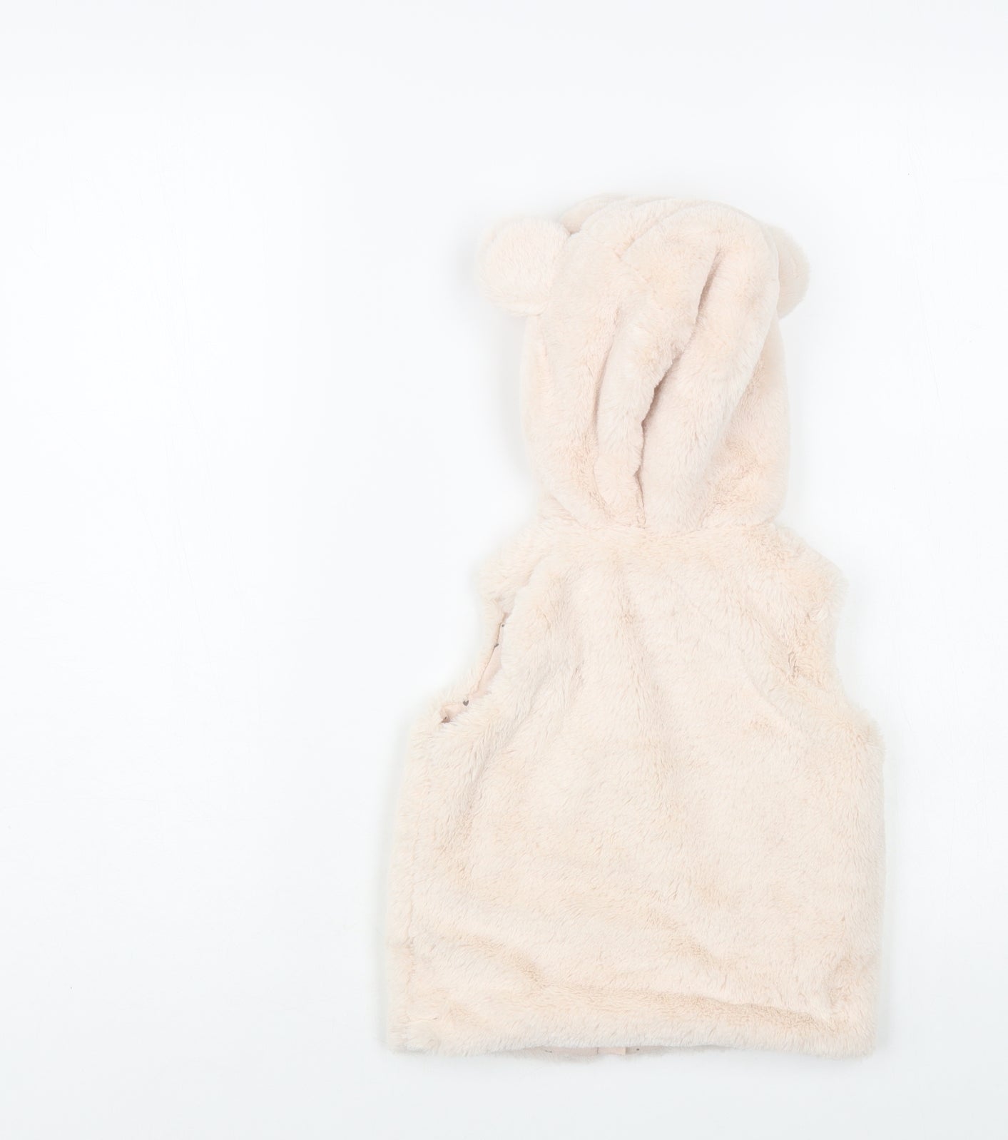 F&F Baby Pink Gilet Waistcoat Size 18-24 Months Zip - Bear Hood