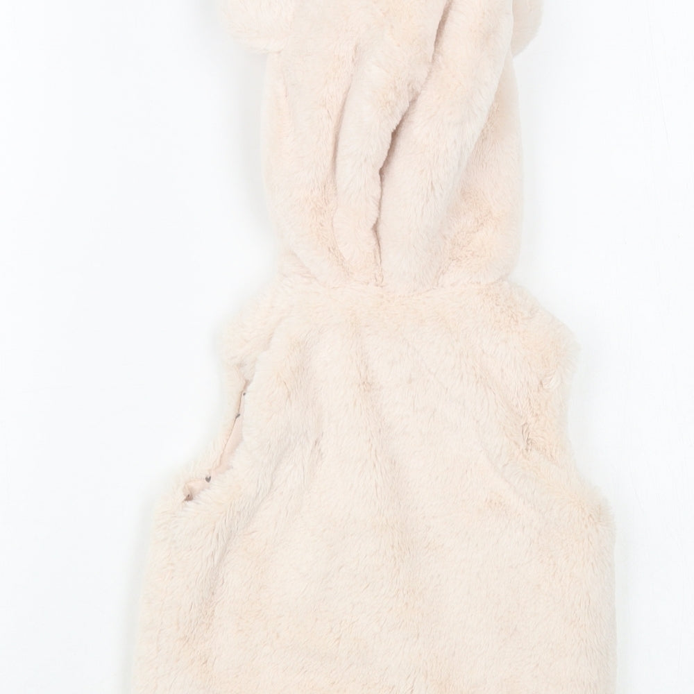 F&F Baby Pink Gilet Waistcoat Size 18-24 Months Zip - Bear Hood