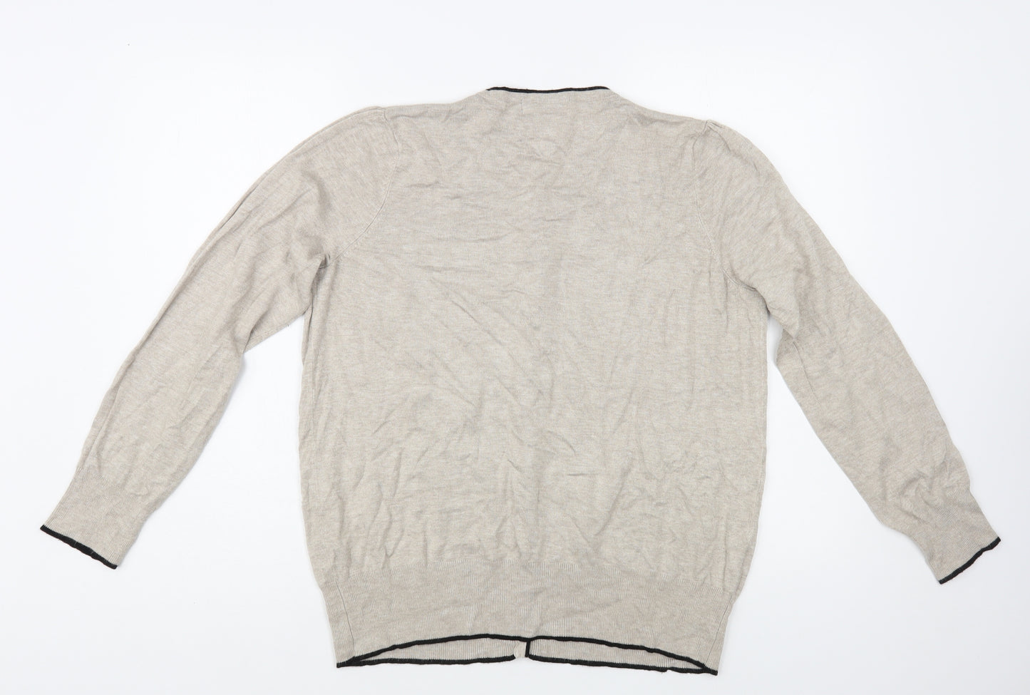 Marks and Spencer Womens Beige Crew Neck Viscose Cardigan Jumper Size L