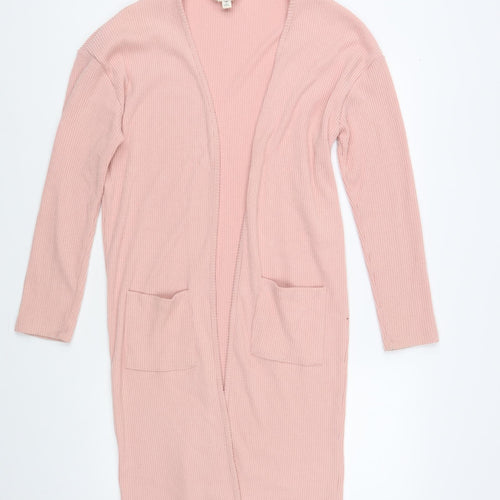 Miss Selfridge Womens Pink V-Neck Polyester Cardigan Jumper Size S