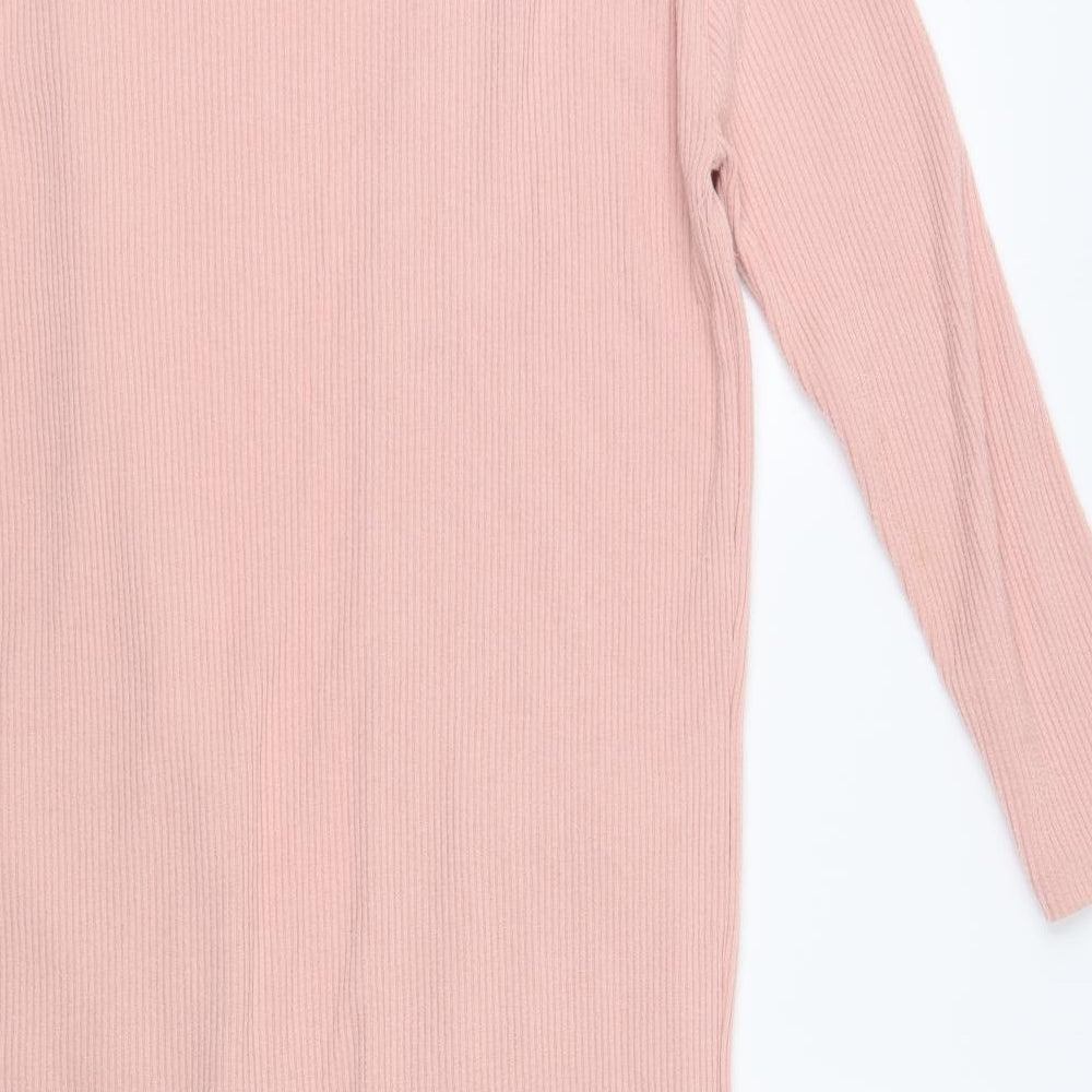 Miss Selfridge Womens Pink V-Neck Polyester Cardigan Jumper Size S