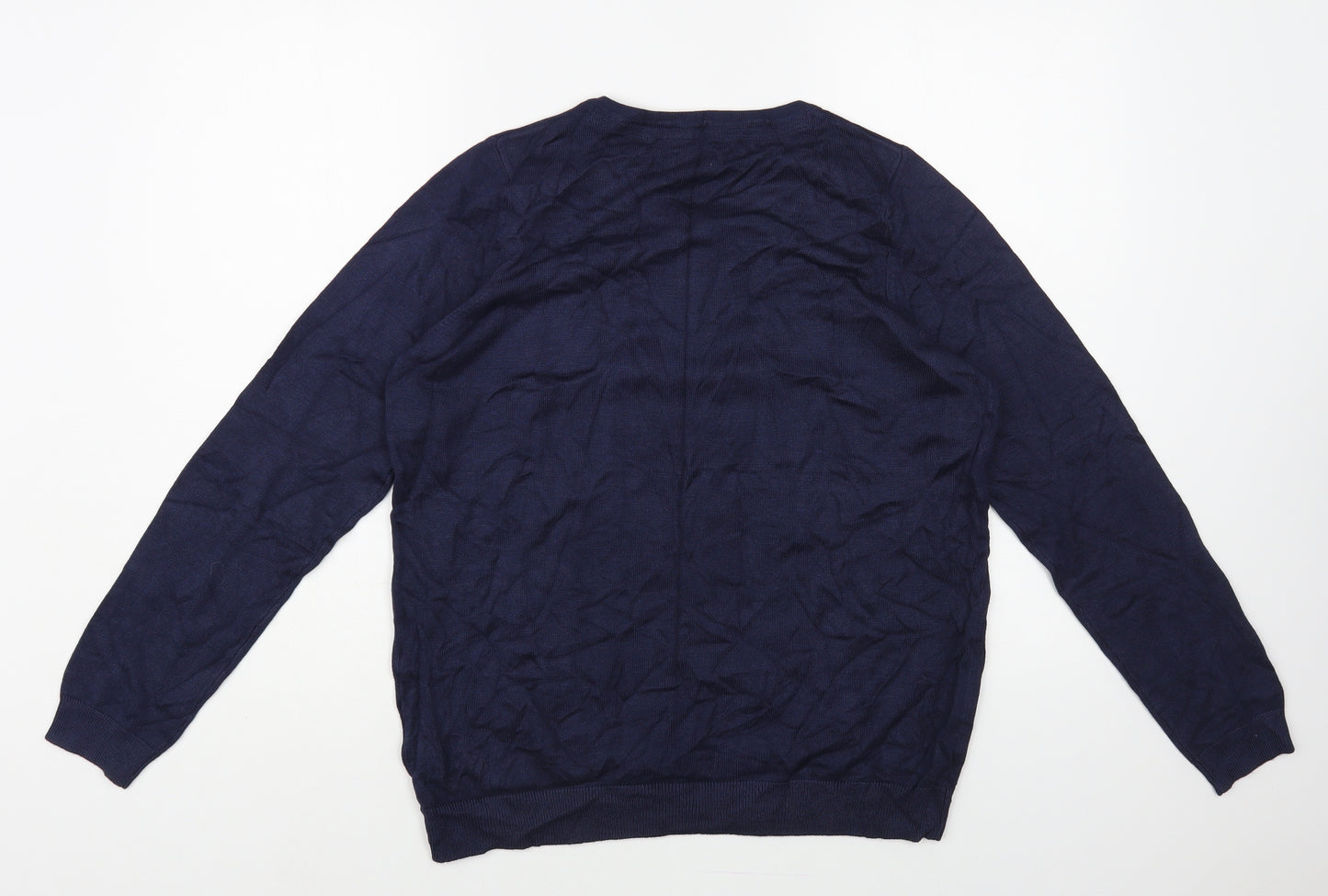 Preworn Womens Blue Crew Neck Viscose Cardigan Jumper Size L