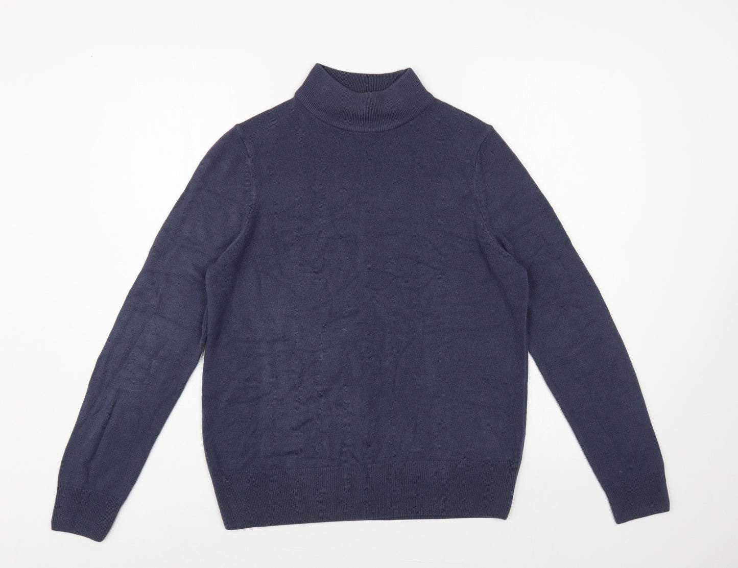 Preworn Womens Blue Mock Neck Acrylic Pullover Jumper Size M