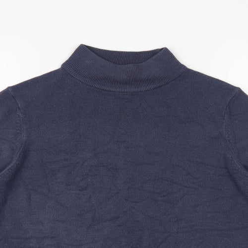Preworn Womens Blue Mock Neck Acrylic Pullover Jumper Size M