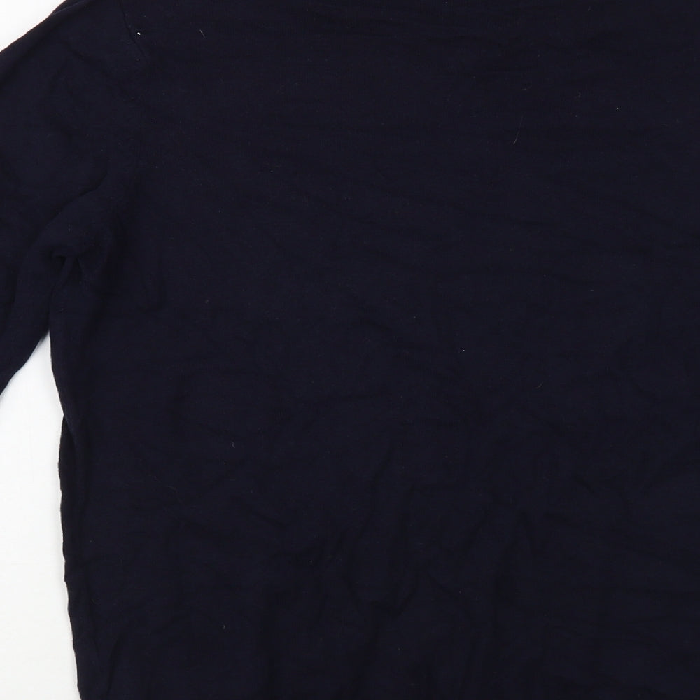 George Mens Blue V-Neck Cotton Pullover Jumper Size XL