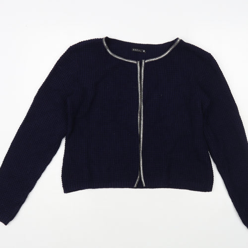 Breal Womens Blue Round Neck Acrylic Cardigan Jumper Size M