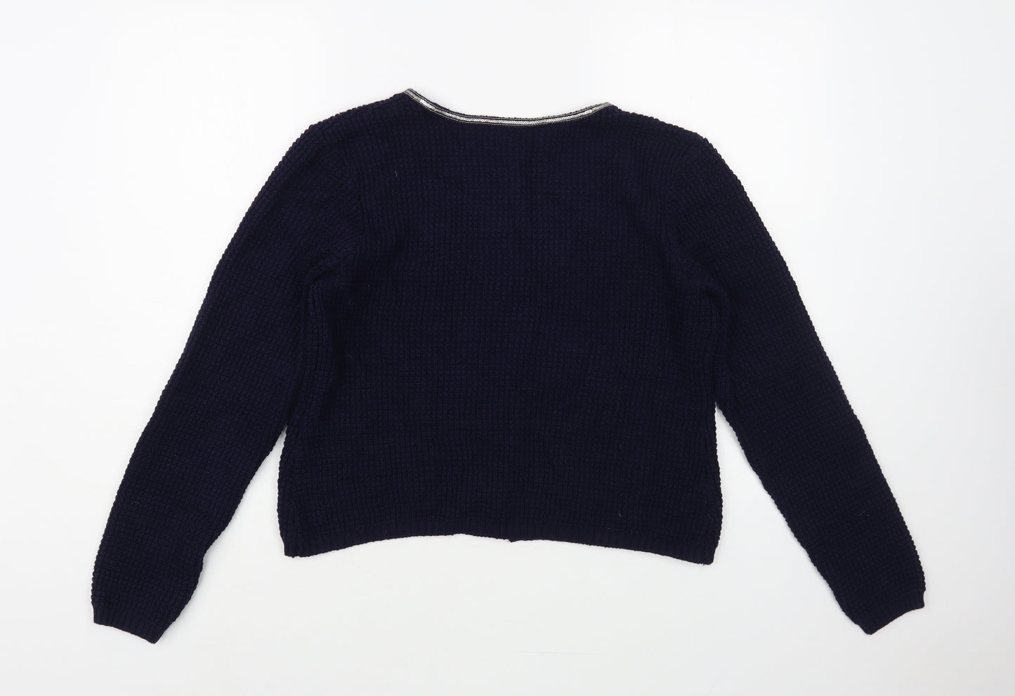 Breal Womens Blue Round Neck Acrylic Cardigan Jumper Size M