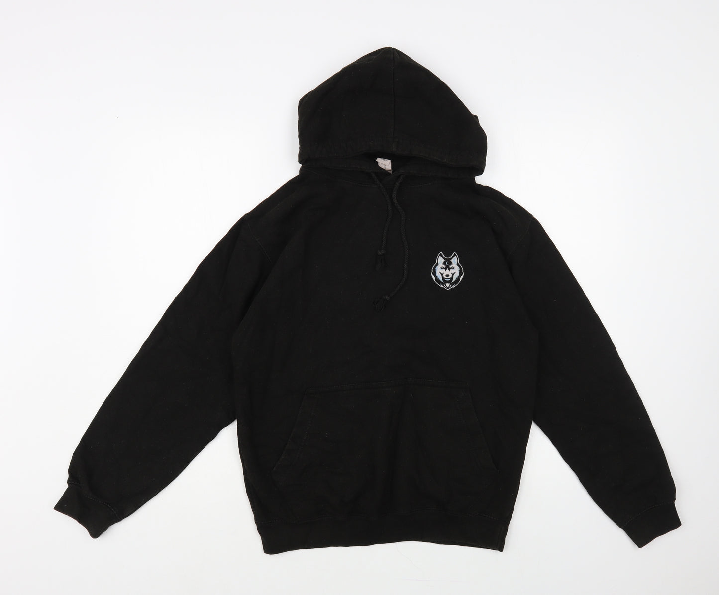 Awdis Mens Black Cotton Pullover Hoodie Size S - Wolf